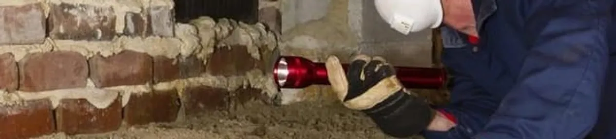 Pest control technician inspecting a crawl space for ant activity and entry points in Tuscaloosa, AL