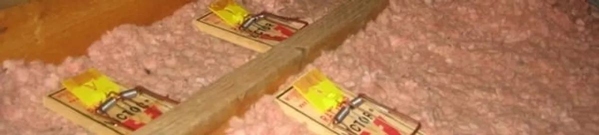 Mouse traps placed in an attic for rodent control in Tuscaloosa, AL